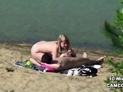 Young German Teen Couple voyeur in sex on hamburg beach